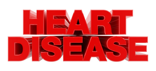 HEART DISEASE red word on white background illustration 3D rendering