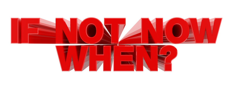 IF NOT NOW WHEN ? red word on white background illustration 3D rendering