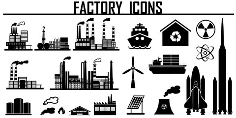 Factory icons vector.