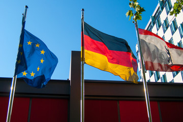 european union, germany and berlin flags