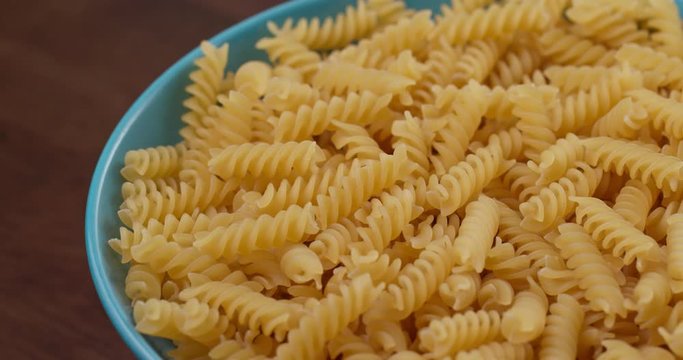 Stack of fusilli in rotation