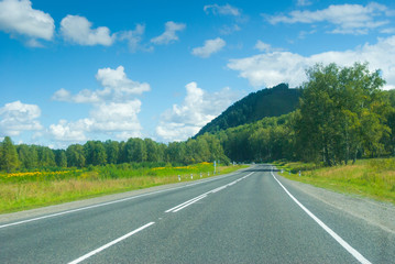 empty asphalt road in sunny day