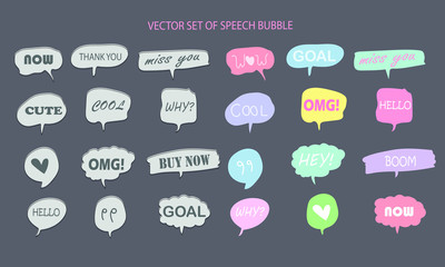 Hand draw speech bubble set. Cute pastel doodle style for chat, inbox, online, speech, bubble, text,question, Balloon, idea, business. Graphic illustration vector icon.