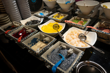 Sweet & savory dessert snack line asian buffet restaurant.