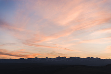 Sunset over the mountains in Wild Iris, Wyoming. 
