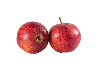 Two ripe fresh red apples isolated on white background
