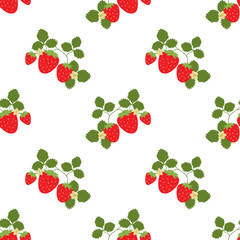 Strawberry seamless pattern. Vector berries. Fashion print. Design elements for textile or clothes. Hand drawn doodle repeating delicacies. Cute background patterns for baby items