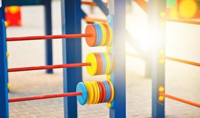 Children's outdoor playground close-up. Concept of childhood