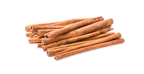 Cinnamon sticks isolated on white background.