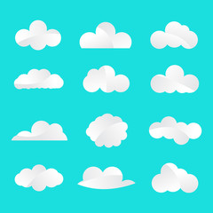 Set of Cloud Icons in trendy flat style on blue background. Cloud logo vector Illustration design template - Vector