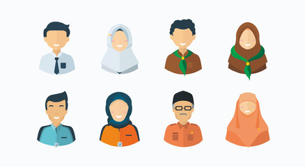 Group of teacher and student character illustrastion avatar vector set