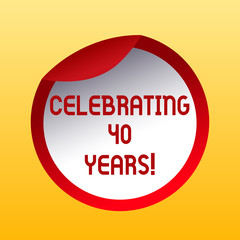 Handwriting text Celebrating 40 Years. Concept meaning Honoring Ruby Jubilee Commemorating a special day Bottle Packaging Blank Lid Carton Container Easy to Open Foil Seal Cover