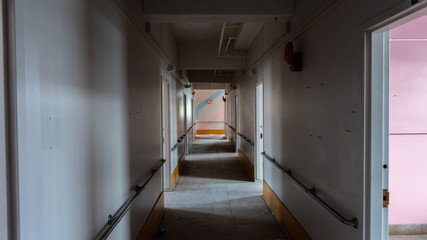 corridor in an abandoned building