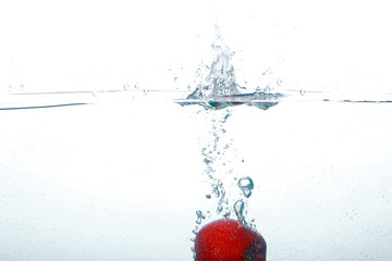 Falling Apple Into Clean Water 