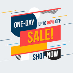 Sale banner. One day sale. Vector illustration. Concept advertising.