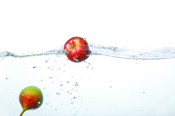 Apple Splash In Clean Water