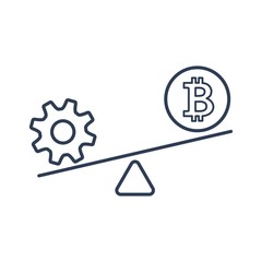 Bitcoin. Profitable technology. Vector linear icon on white background.