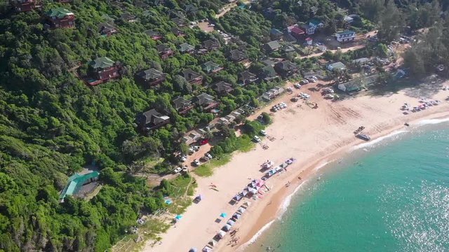 Aerial view ofthe tropical beach front of Ponta Do Ouro on the southern most tip of Mozambique in Africa.