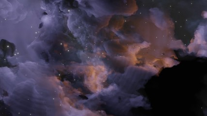 Abstract background with clouds and stars. Blue and yellow. Template for illustrations of space and clouds.