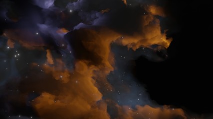 Abstract background with clouds and stars. Blue and yellow. Template for illustrations of space and clouds.