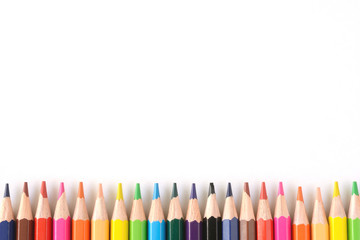 Color pencils on white background 