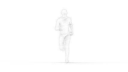 3D rendering of a computer model human running isolated