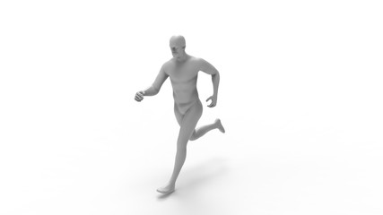 3D rendering of a computer model human running isolated