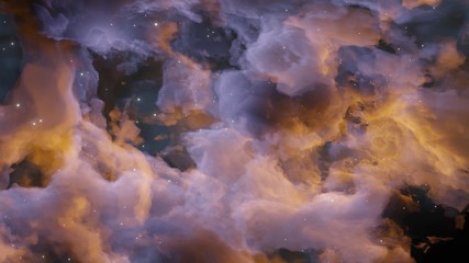 Abstract background with clouds and stars. Blue and yellow. Template for illustrations of space and clouds.