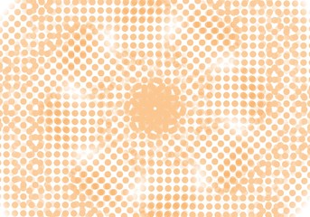 orange hand drawn watercolor retro dot mandala tapestry pattern with faded corners 