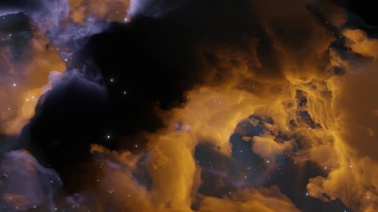 Abstract background with clouds and stars. Blue and yellow. Template for illustrations of space and clouds.