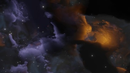 Abstract background with clouds and stars. Blue and yellow. Template for illustrations of space and clouds.