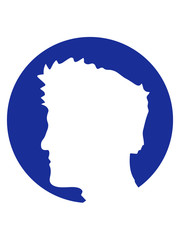 Obraz na płótnie Canvas blau logo silhouette umriss kopf mann junge profil kreis rund clipart design cool kerl dude