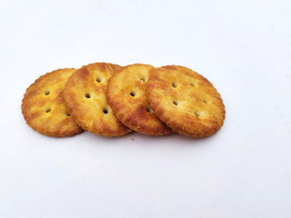 fresh crispy biscuits isolated on white background