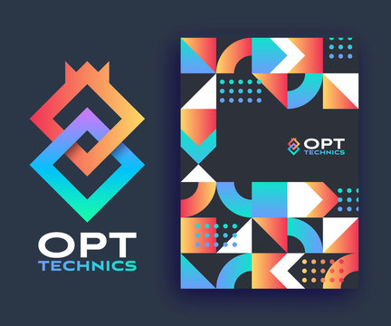 Abstract symbol and poster design, identity modern vector vertical A4 banner.