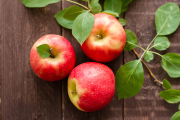 pear wooden background leaves greens fruit food apple