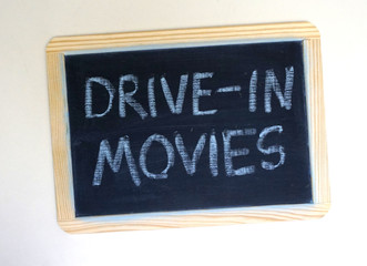 Fototapeta premium Drive in movies message on chalkboard