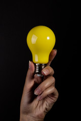 Hand with light bulb