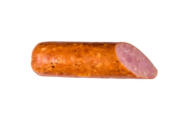 Smoked sausage isolated on white background