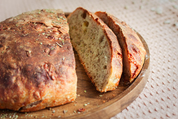 fragrant sourdough bread with Provencal herbs and cheese