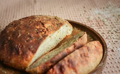 fragrant sourdough bread with Provencal herbs and cheese