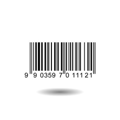 Bar code icon vector with numbers and pattern of parallel lines.vector design