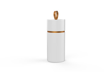 Round Container cardboard box mock up template on isolated white background, ready for your design presentation, 3d illustration