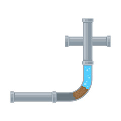 Clogged pipe. Vector illustration on white background.