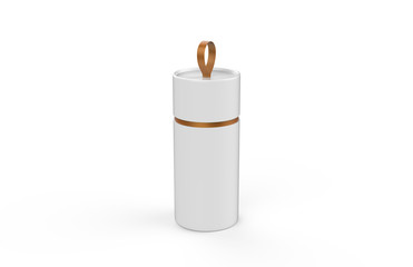 Round Container cardboard box mock up template on isolated white background, ready for your design presentation, 3d illustration