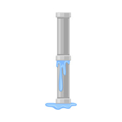 Water flows in a straight vertical pipe. Vector illustration on white background.