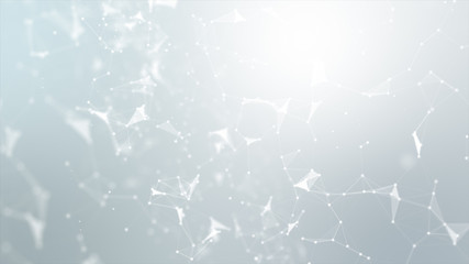 Abstract background Dot and connect line for cyber technology futuristic and network connection concept with dark and grain processed wide screen ratio.