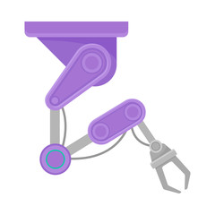 Purple robotic hand. Vector illustration on white background.