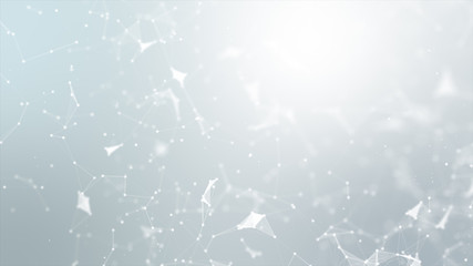 Abstract background Dot and connect line for cyber technology futuristic and network connection concept with dark and grain processed wide screen ratio.