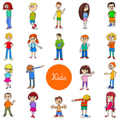 Fototapeta premium children and teens characters large set