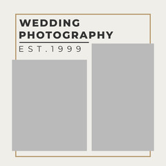 Modern square wedding photography web banner for social media mobile apps